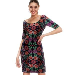 Desigual Garden Vest Dress Floral Bodycon Stretch